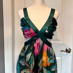 Anthropologie The Brinley V-Neck Floral Jumpsuit with Side Cutouts